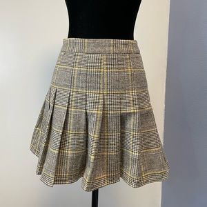 Plaid Print Pleated Skirt with off the shoulder cropped shirt